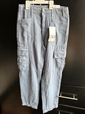 Zara Light Blue Baggy Cargo Trousers